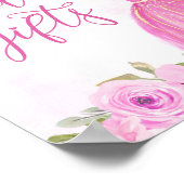 フローラピンク金ゴールドプリンセスドレスカードとギフト ポスター (角)