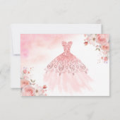 フローラピンク金ゴールドプリンセス誕生日キンセアニェラ セーブザデート (裏面)