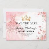 フローラピンク金ゴールドプリンセス誕生日キンセアニェラ セーブザデート (正面)