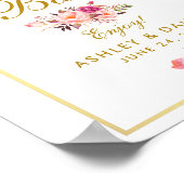 フローラピンク金ゴールドミモザバー結婚ズ ポスター (角)