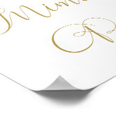 フローラピンク金ゴールド書道ミモザバー標識 ポスター (角)