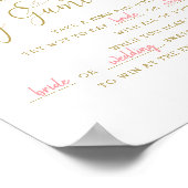 フローラピンク金ゴールド書道リングや輪ゲームサイン ポスター (角)