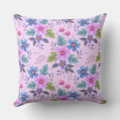 フローラピンク青紫の花パターン–36841 クッション (裏面)
