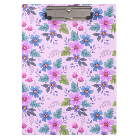 フローラピンク青紫の花パターン–36841 クリップボード (正面)