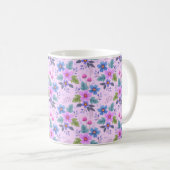 フローラピンク青紫の花パターン–36841 コーヒーマグカップ (正面右)