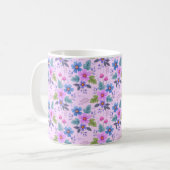 フローラピンク青紫の花パターン–36841 コーヒーマグカップ (正面左)