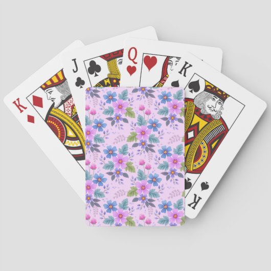 フローラピンク青紫の花パターン–36841 トランプ (裏面)