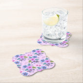 フローラピンク青紫の花パターン–36841 ペーパーコースター (インサイチュ)