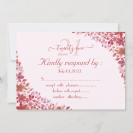 フローラピンク21歳の誕生日 招待状