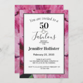 フローラピンク50誕生日 招待状 (正面/裏面)