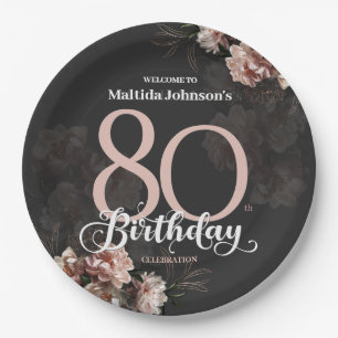 フローラピンク80誕生日 ペーパープレート