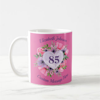 フローラピンク85誕生日マグfor Women コーヒーマグカップ