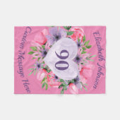 フローラピンク90誕生日毛布 フリースブランケット (正面(横))