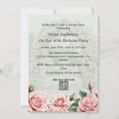フローラピンク/グリーンガーデンパーティー誕生日招待状 招待状 (正面)