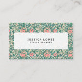 フローラピンク&グリーン汎用テンプレート名刺 名刺 (正面)