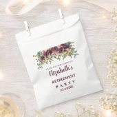 フローラピンク、ブルゴーニュ、グリッター退職金パーティー フェイバーバッグ (クリップ留めされた状態)