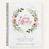 フローラピンク&レッドガーランド葬儀のお悔やみ ノートブック (正面)