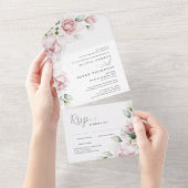 フローラピンク | Water Color All in One Wedding Invite オールインワン招待状 (貼ってはがせる)