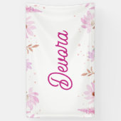 フローラピンクbas mitzvaパーティーバナー 横断幕 (縦)