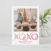フローラピンクXOXO Galentines Dayハート写真 シーズンカード (スタンド正面)