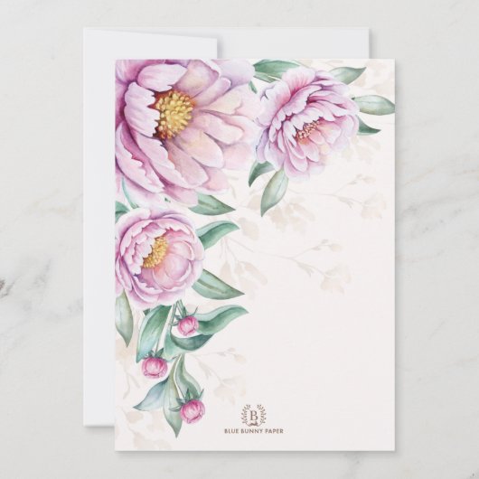 フローラピーコックキンセアニラミクンス誕生日 招待状 (裏面)