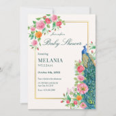 フローラピーコックベビーシャワー招待状 招待状 (正面)