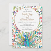 フローラピーコック&フェザー結婚式招待状 招待状 (正面)