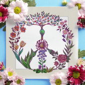 フローラピースサインフローラ水彩可愛いアーガーリート サンキューカード