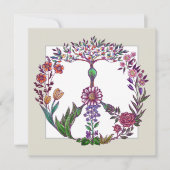 フローラピースサインフローラ水彩可愛いアーガーリート サンキューカード (正面)