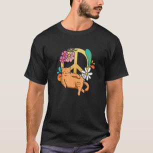 フローラピースサインレイジーキャット70 SグラフィックスタイルHipp Tシャツ