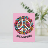 フローラピース記号カラーイラストレーションアート ポストカード (スタンド正面)