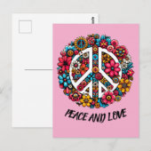 フローラピース記号カラーイラストレーションアート ポストカード (正面/裏面)