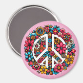フローラピース記号カラーイラストレーションアート マグネット (正面/裏面)