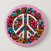 フローラピース記号カラーイラストレーションアート 缶バッジ (正面)