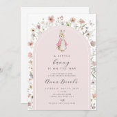 フローラピーターうさぎ女の子ベビーシャワー招待状 招待状 (正面/裏面)