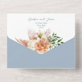 フローラピーチと埃っぽいブルー結婚ズ オールインワン招待状 (裏面)