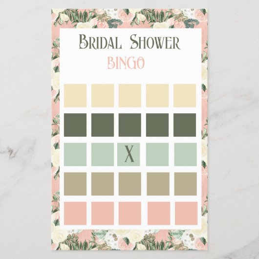 フローラピーチアンドクリームブライダルシャワービンゴ チラシ (正面)