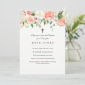 フローラピーチウォーターカラーバプテスマ招待状 招待状 (スタンド正面)