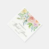 フローラピーチウォーターカラーフラワーズブライダルシャワー スタンダードカクテルナプキン (角)