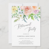 フローラピーチウォーターカラーフラワーズリタイアメントパーティー 招待状 (正面)