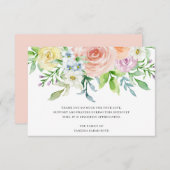 フローラピーチウォーターカラーフラワー葬式悔やみや弔慰 サンキューカード (正面/裏面)