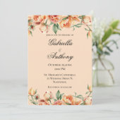 フローラピーチウォーターカラーモダン結婚式招待状 招待状 (スタンド正面)