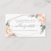 フローラピーチクリーム金ゴールドミントグリーン結婚ズウェブサイト エンクロージャーカード (正面)
