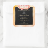 フローラピーチコーラルマーブルブラックプロダクトラベルロゴ スクエアシール (バッグ)