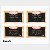 フローラピーチコーラルマーブルブラックプロダクトラベルロゴ 長方形シール (シート)