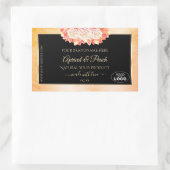 フローラピーチコーラルマーブルブラックプロダクトラベルロゴ 長方形シール (バッグ)