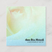 *~*フローラピーチバラグリッターアクアビジネスカード スクエア名刺 (正面)