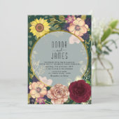 フローラピーチピンクエメラルドグリーン結婚式招待状 招待状 (スタンド正面)