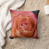 フローラピーチピンクローズペルソナライズ装飾用クッション クッション (ブランケット)