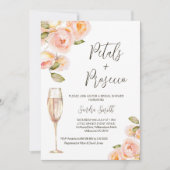 フローラピーチ花びらプロセッコQRコードブライダルシャワー 招待状 (正面)